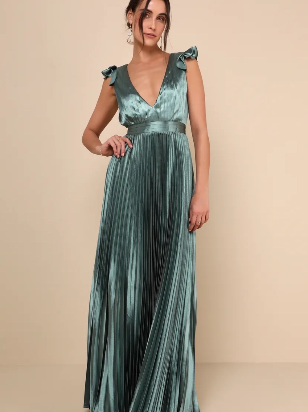 Lulus satin pleated gown